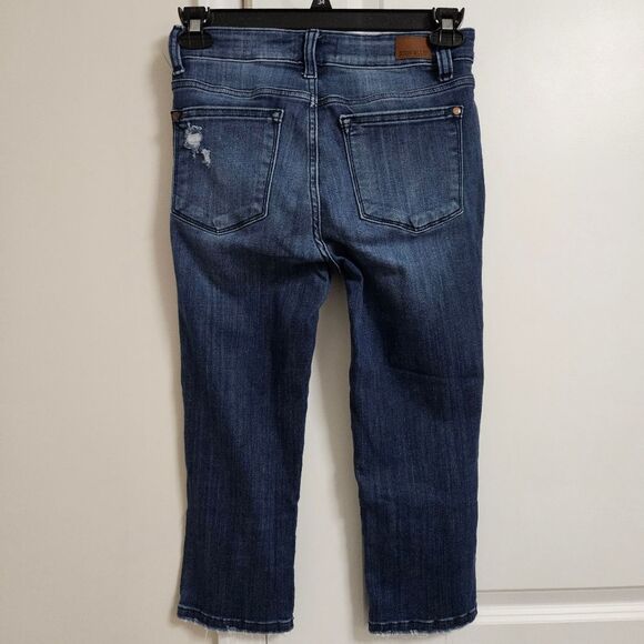 Judy Blue Skinny Fit Capri Jeans Women's 3/26 (28x19.5) Blue Mid-Rise Distressed - Picture 10 of 10